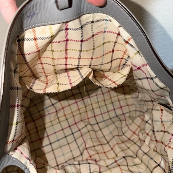 Coach Gray Leatherware Shoulder Bag Bucket Hobo Tattersall Plaid lining Z17197 - Picture 8 of 16